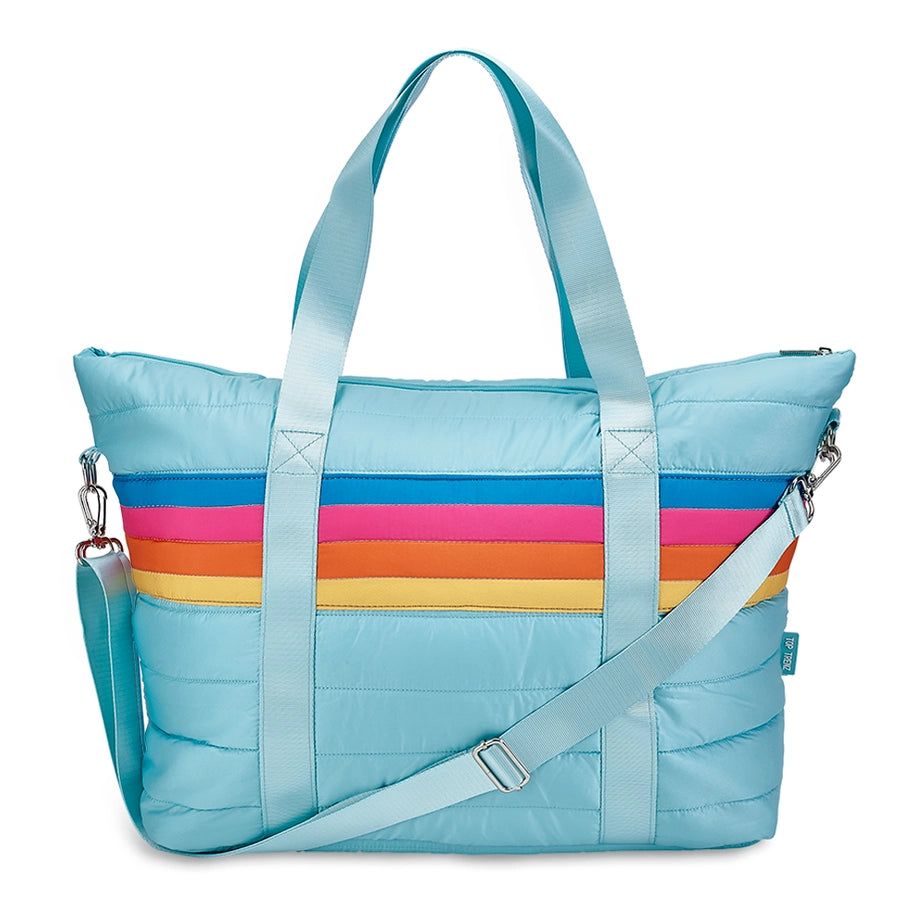 Puffer Weekender - Retro Stripe Blue