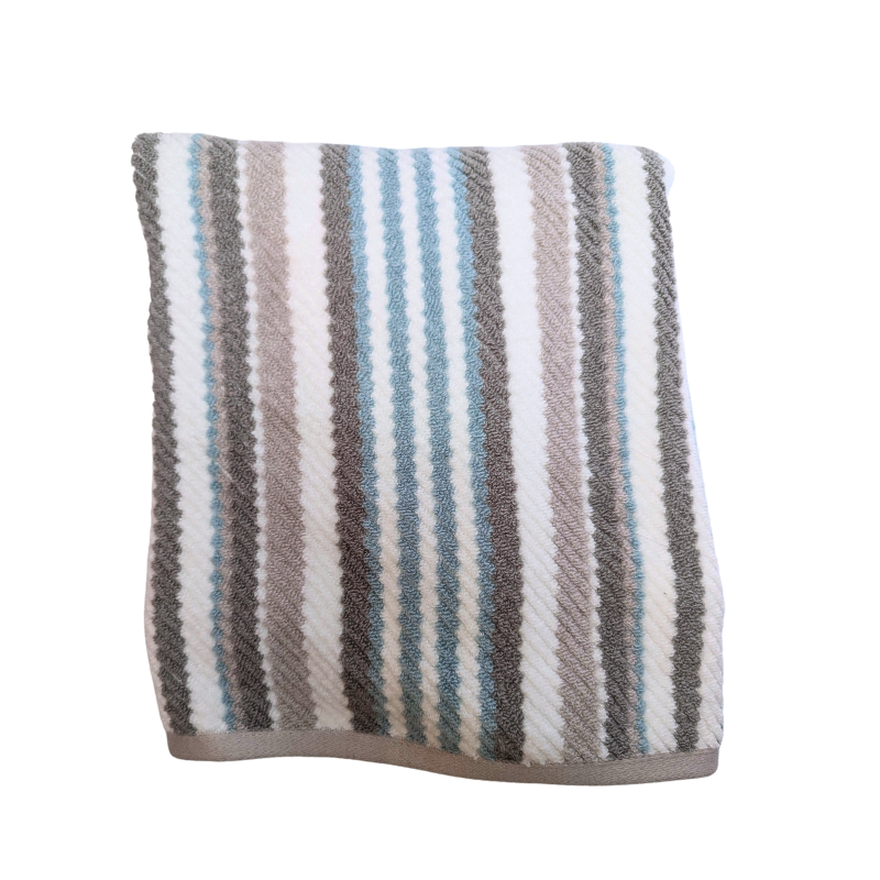 Hooded Towel - Blue & Grey Stripes