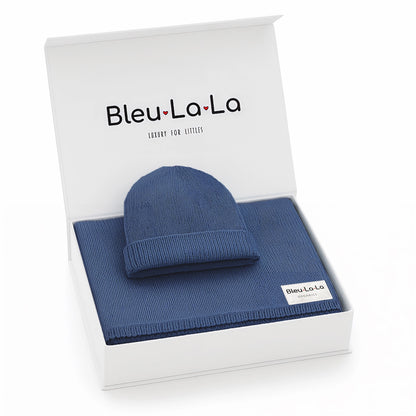 Knit Blanket + Hat Boxed Gift Set - Blue