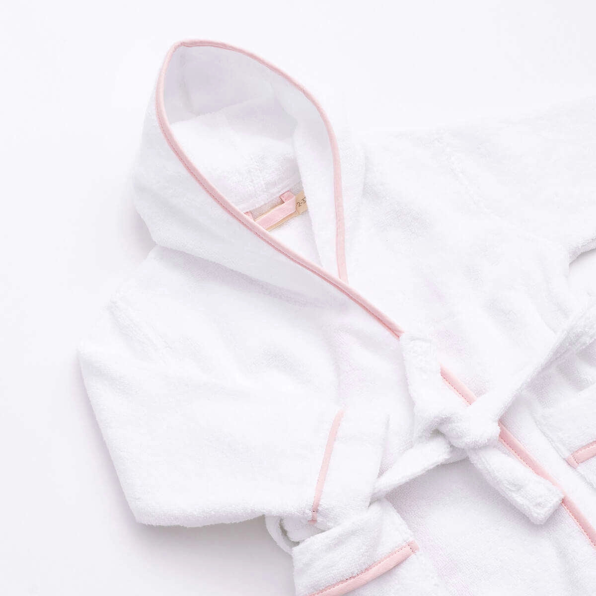 Terry Bathrobe - White & Pink