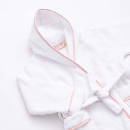 Terry Bathrobe - White & Pink