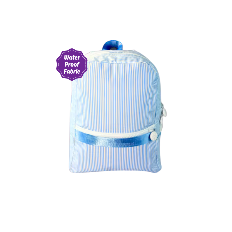 Water Resistant Knapsack Small - Baby Blue Preppy Stripe