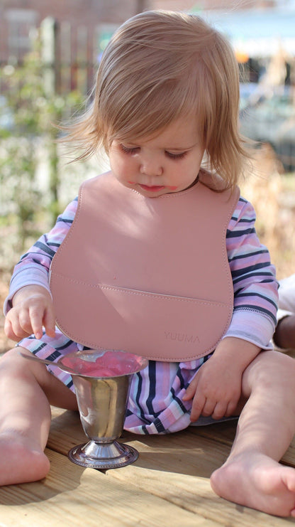 Vegan Leather Bib: Dusty Rose