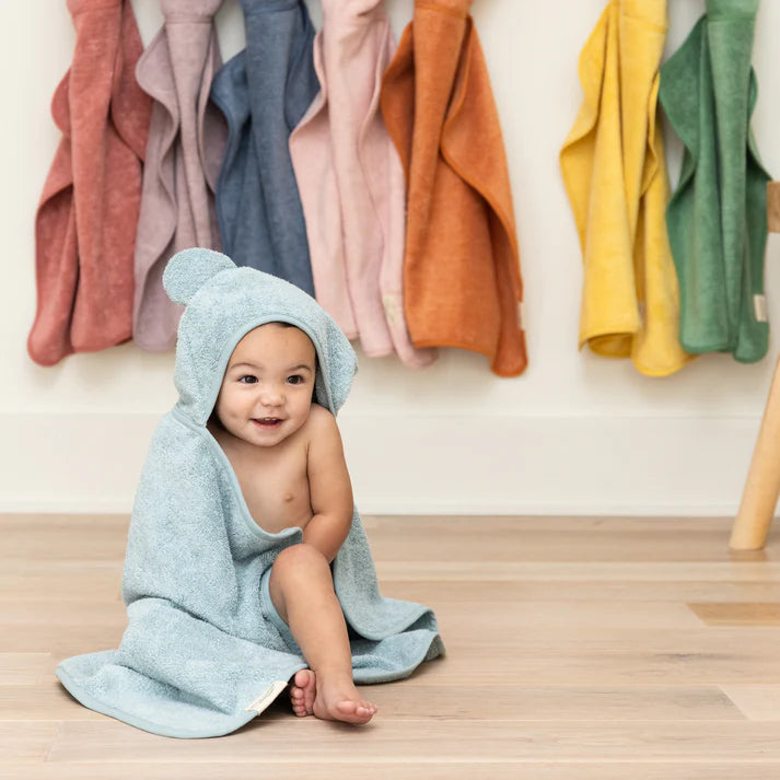 Hooded Baby Towel + Mitt Bath Set - Fog