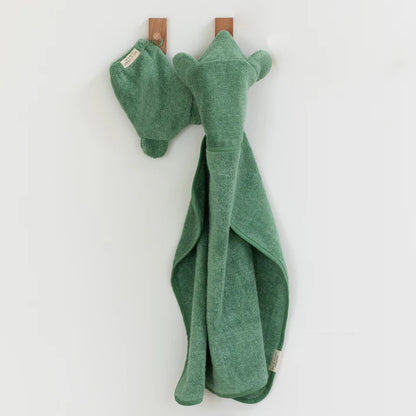 Hooded Baby Towel + Mitt Bath Set - Sea Foam