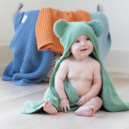 Hooded Baby Towel + Mitt Bath Set - Sea Foam