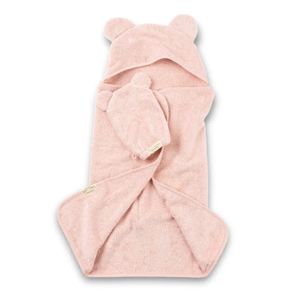 Hooded Baby Towel + Mitt Bath Set - Blush