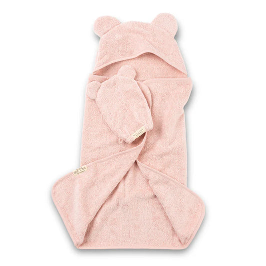 Hooded Baby Towel + Mitt Bath Set - Blush