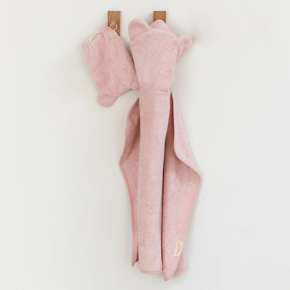 Hooded Baby Towel + Mitt Bath Set - Blush