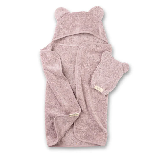 Hooded Baby Towel + Mitt Bath Set - Orchid