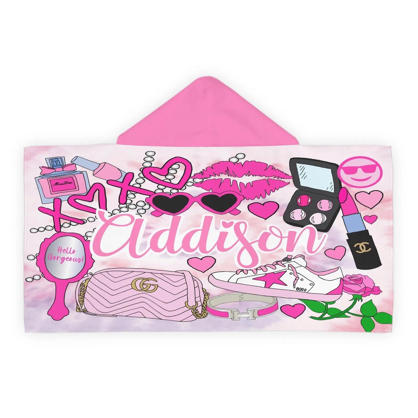 Sticker Style Hooded Towel - Girly Girl