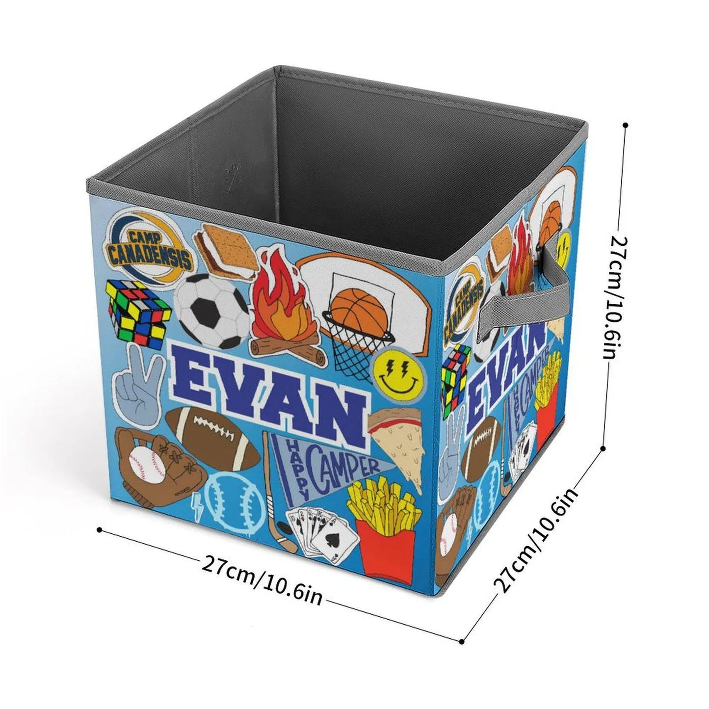 Sticker Style Square Bin - Happy Camper Boys