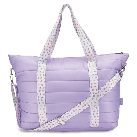 Puffer Weekender - Purple with Heart Strap