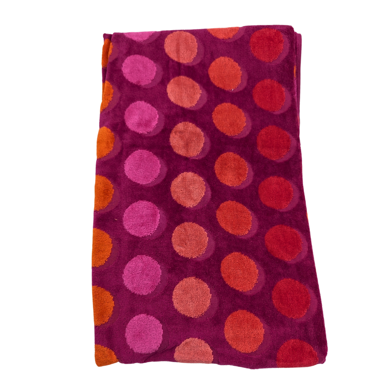 Hooded Towel - Burgundy Dots