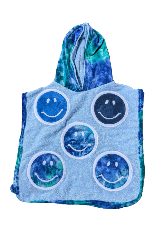 *Stock* Boogie Baby poncho- blue smiley