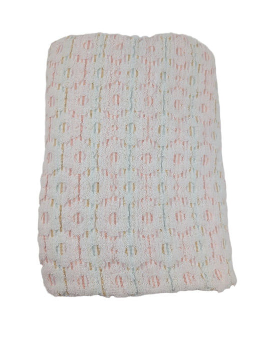 Hooded Towel - Waffle Flowers w/ stripes behind