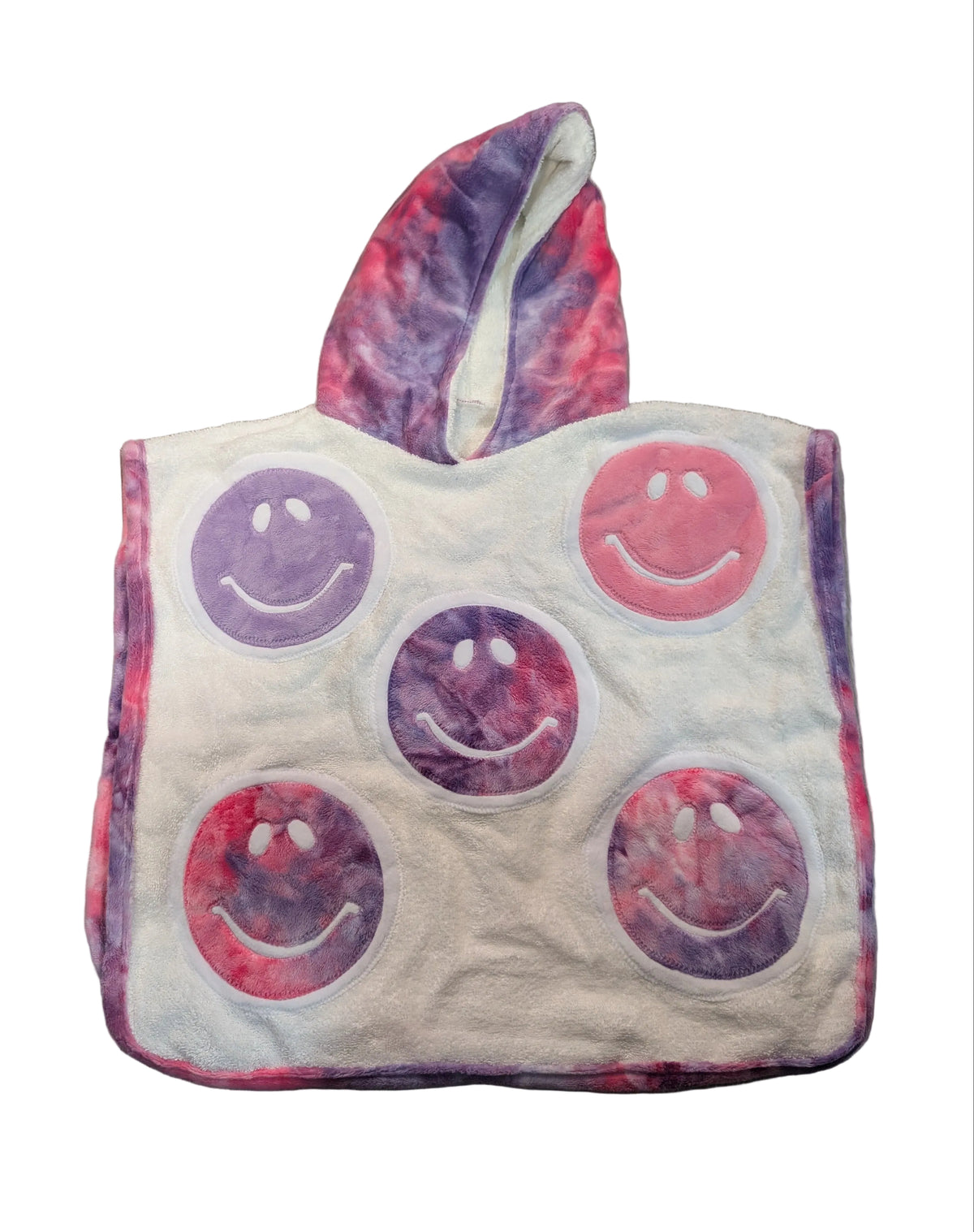 Boogie Baby poncho- White/Pink smiley
