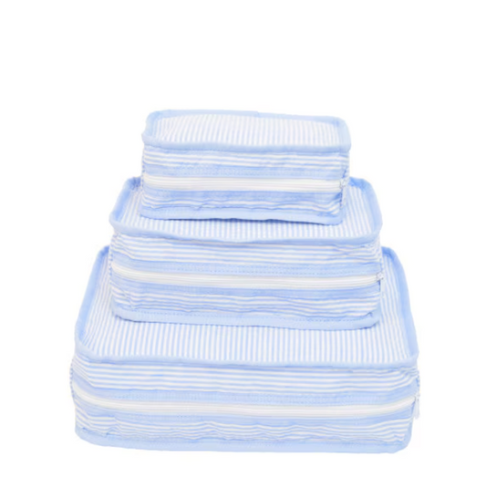 Packing Cubes - Baby Blue Seersucker