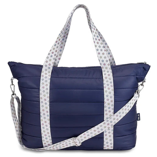Puffer Weekender - Navy with Rainbow Star Strap