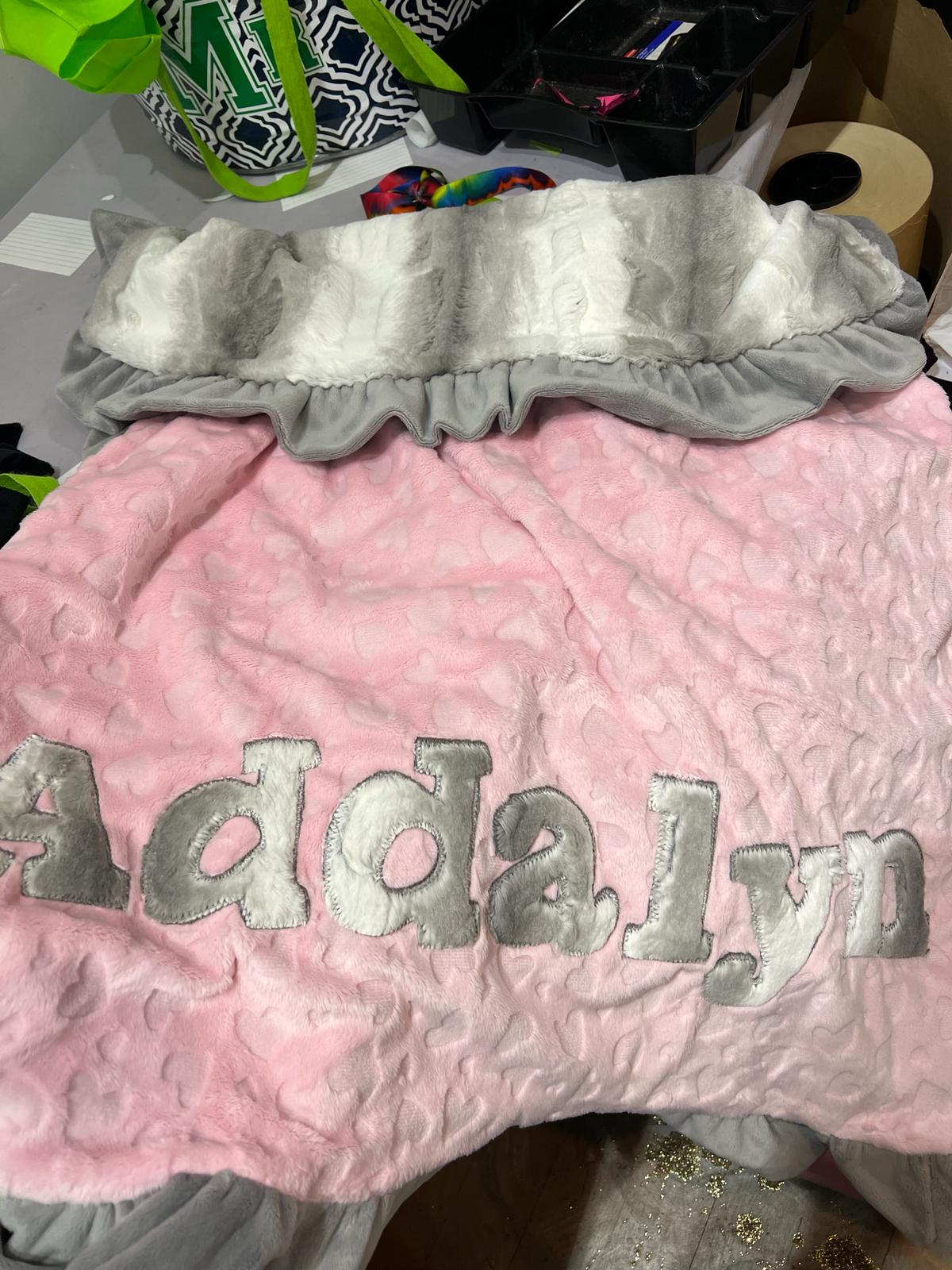 Name Game Embossed Plush Minky Blanket