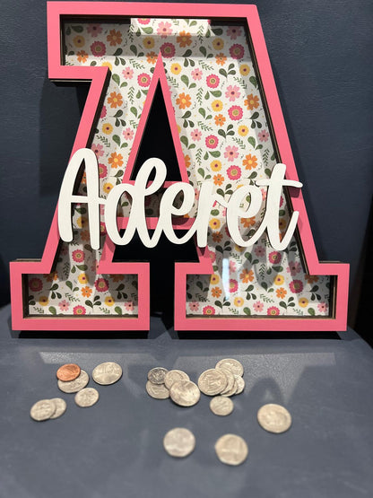 Custom Letter Coin Bank - Floral