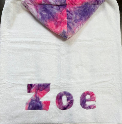 Hooded Towel - Pink & Purple Tie Dye Minky