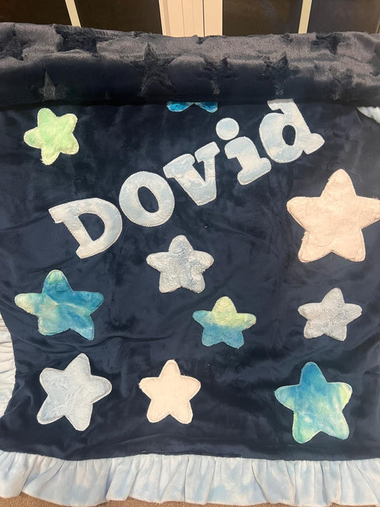 Stellarific Blue Tie Dye Plush Minky Blanket