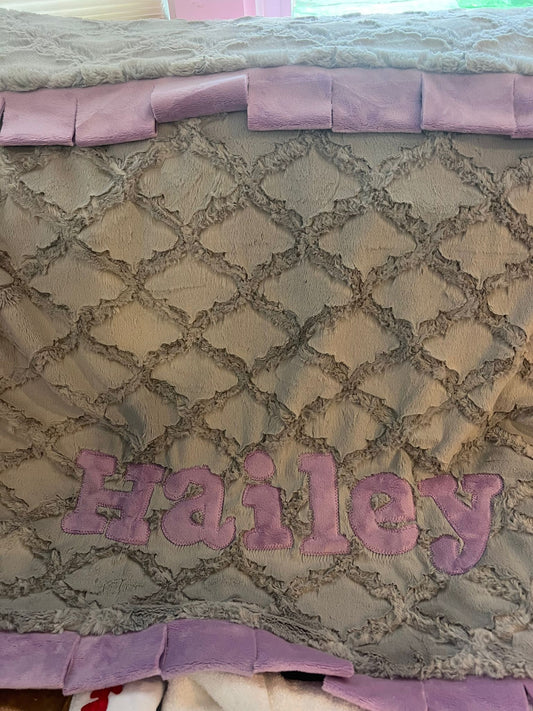 Name Game Lattice Plush Minky Blanket