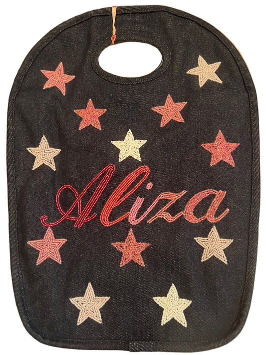 Beaded Keyhole Bag Stars with Ombre Name Script
