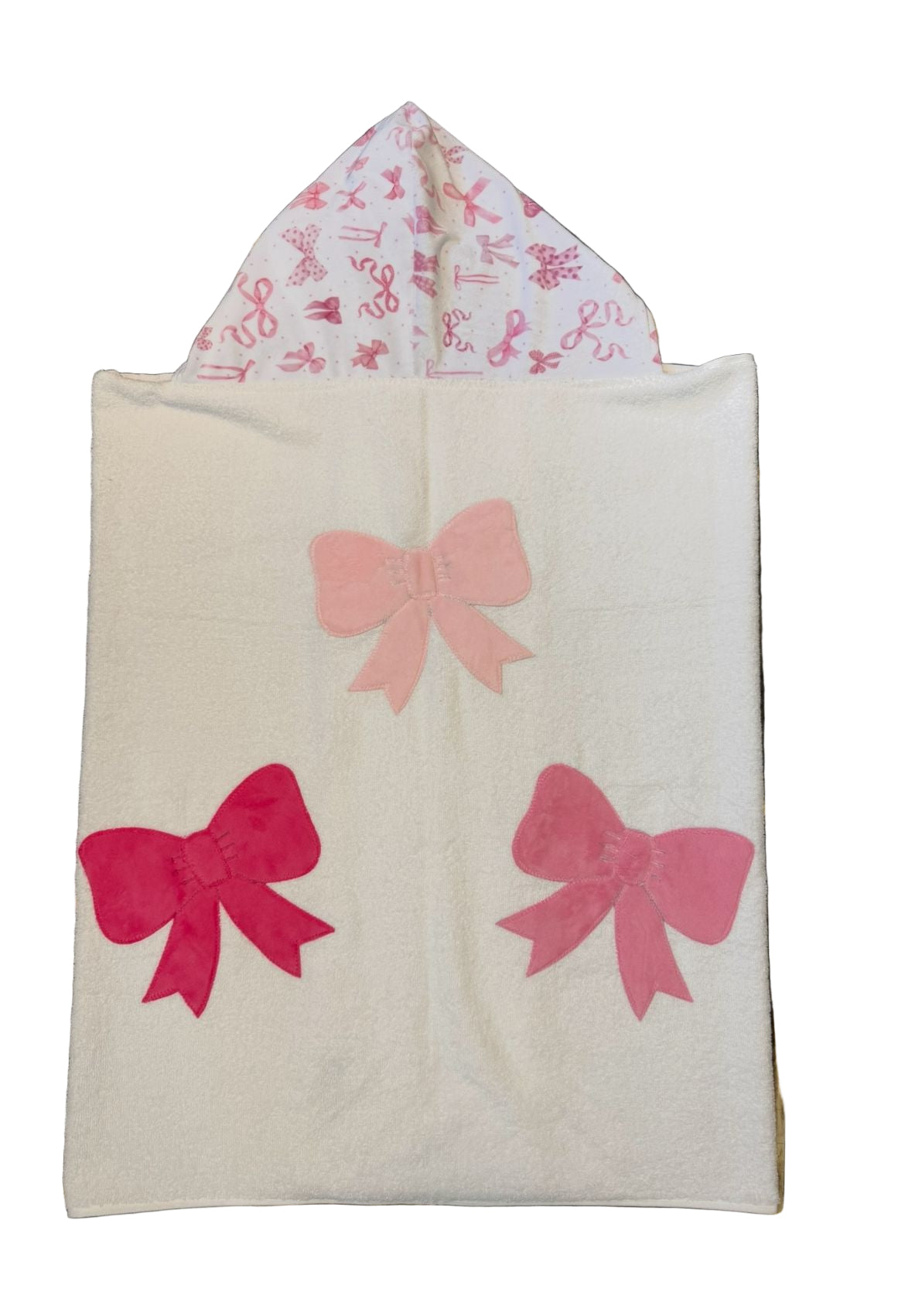 Triple Bows + Hood with Bows Plush Minky Hooded Towel