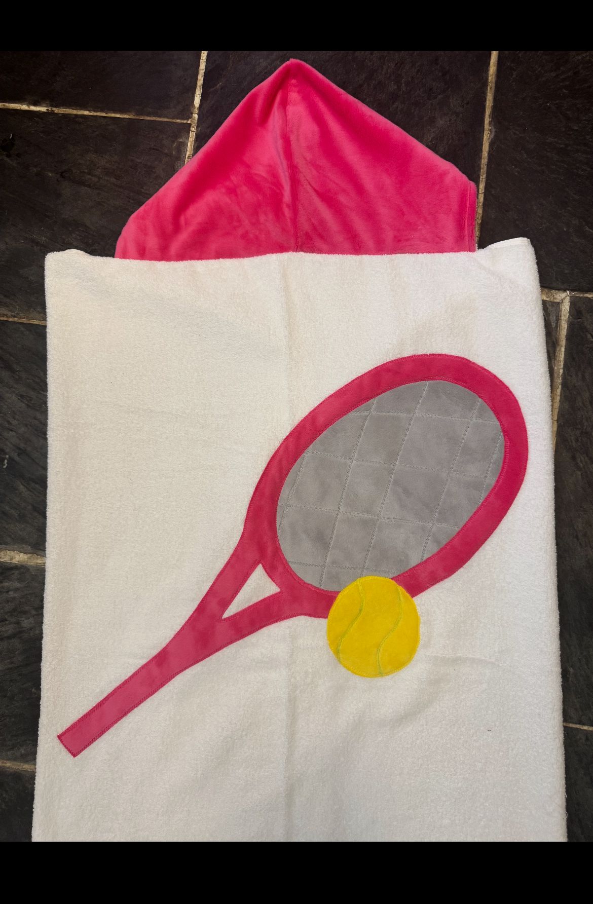 Tennis/Pickle Ball Girl Plush Minky Hooded Towel