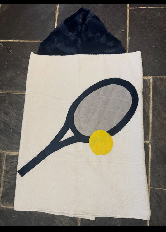 Tennis/Pickle Ball Boy Plush Minky Hooded Towel