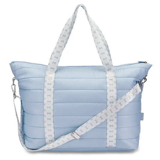Puffer Weekender - Blue Bow