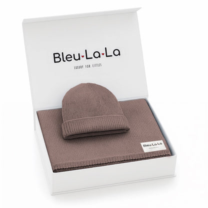 Knit Blanket + Hat Boxed Gift Set - chocolate