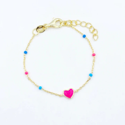 Bracelet - Dainty Enamel Hearts - Multi