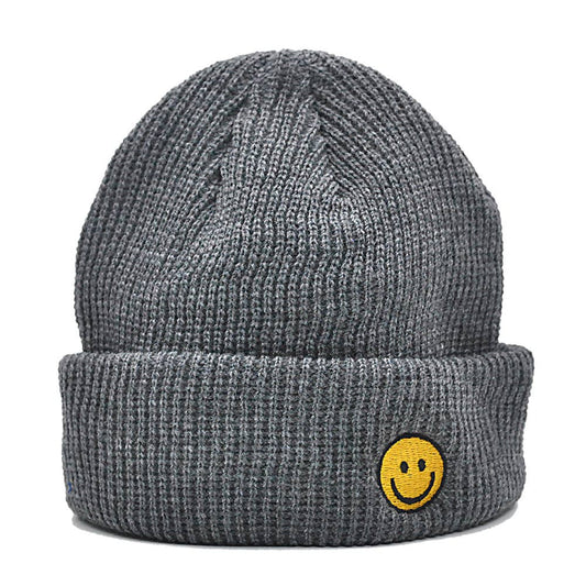 Smiley face knitted Hat - Gray