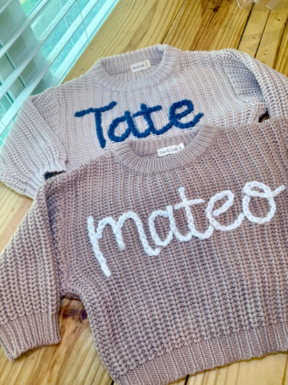 Hand Embroidered Chunky Knit Sweater