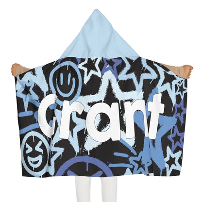 Sticker Style Hooded Towel - Graffiti Stars & Smiles