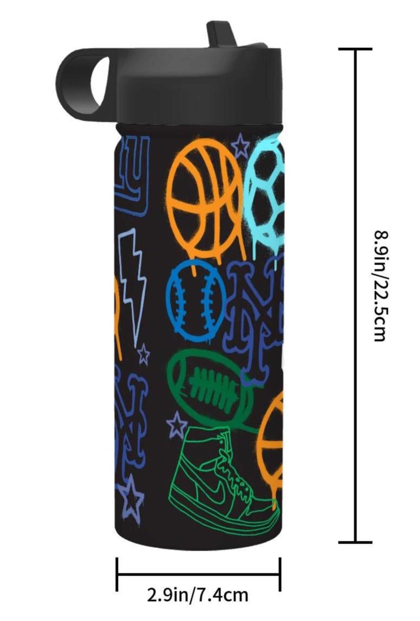 Sticker Style Water Bottle - Graffiti Sports