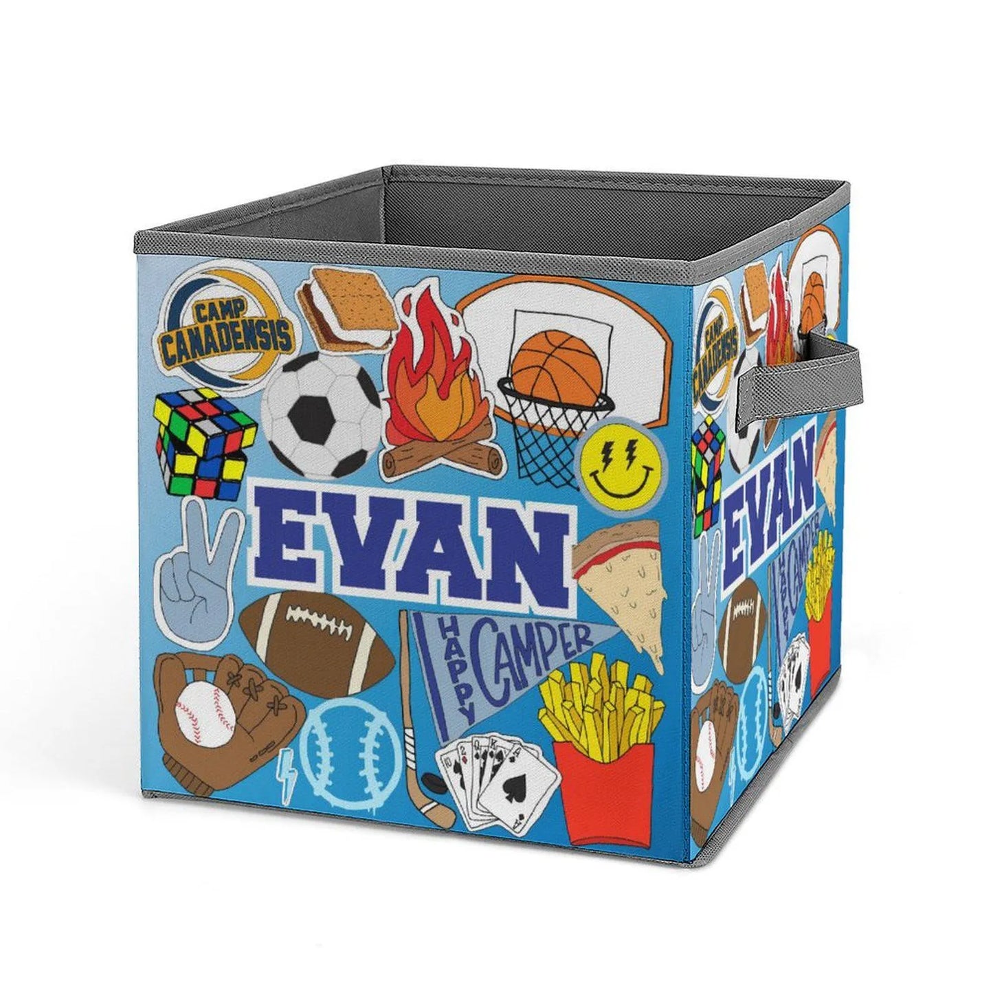 Sticker Style Square Bin - Happy Camper Boys