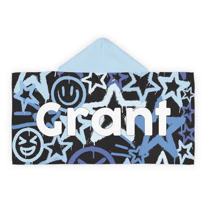 Sticker Style Hooded Towel - Graffiti Stars & Smiles