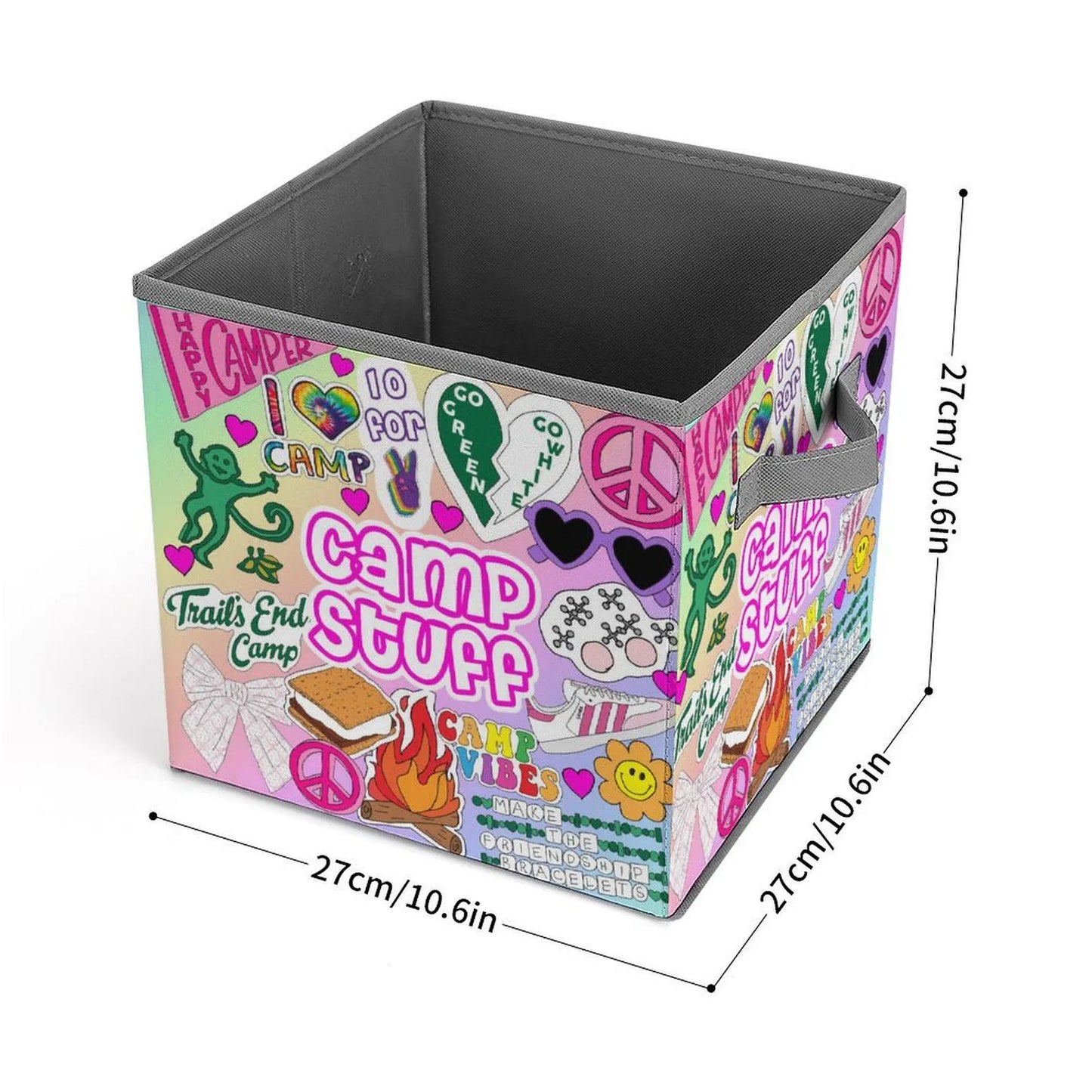 Sticker Style Square Bin - Camp Girl