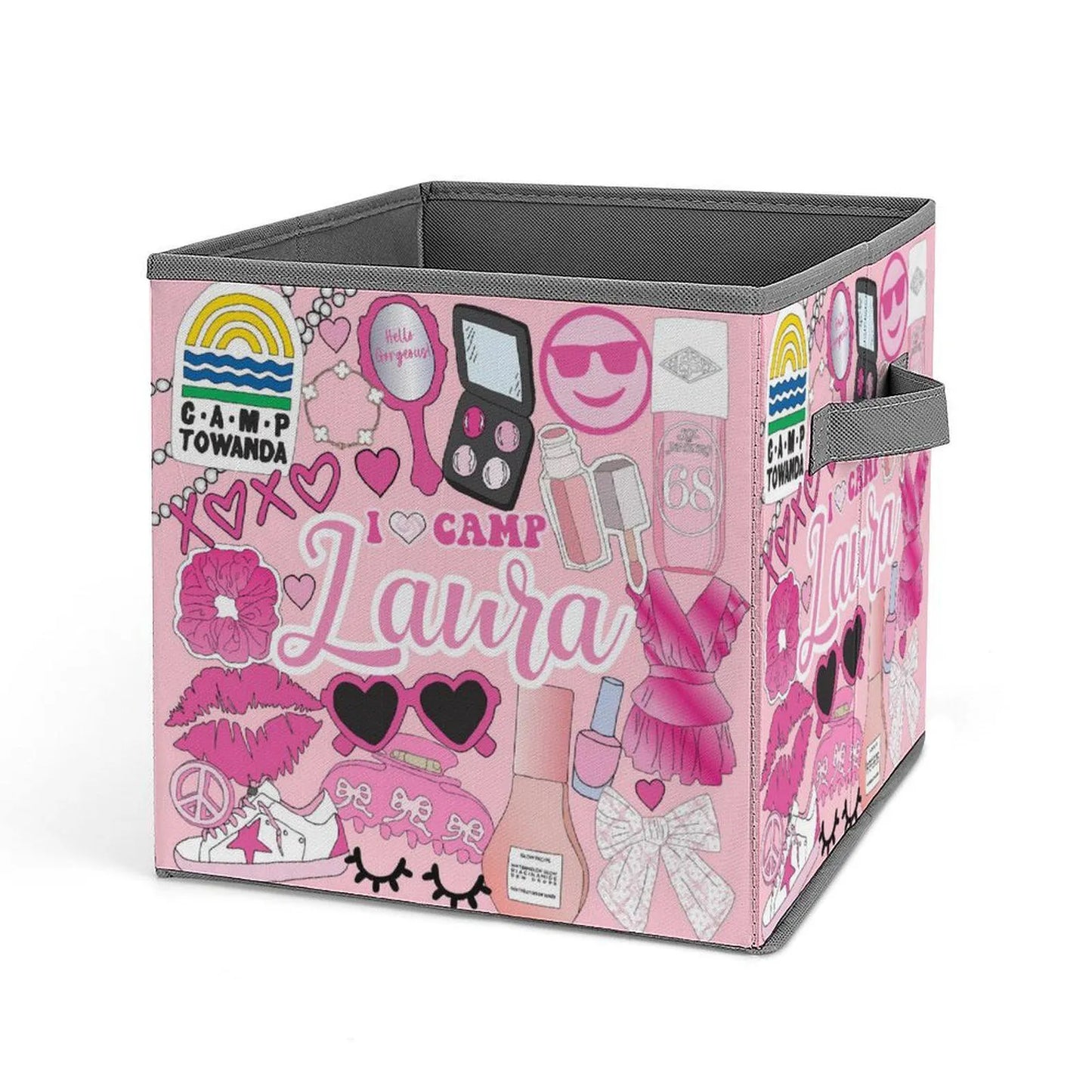 Sticker Style Square Bin - Girly Girl