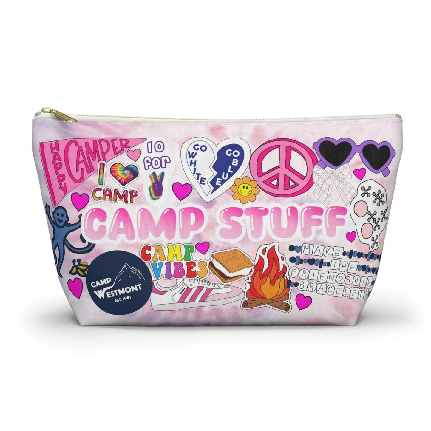 Sticker Style Large Pouch - Happy Camper