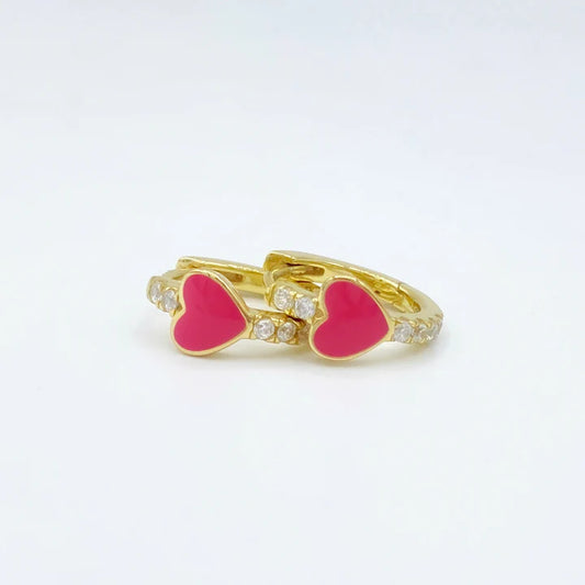 Earrings - Perfect Heart Hoops Pink