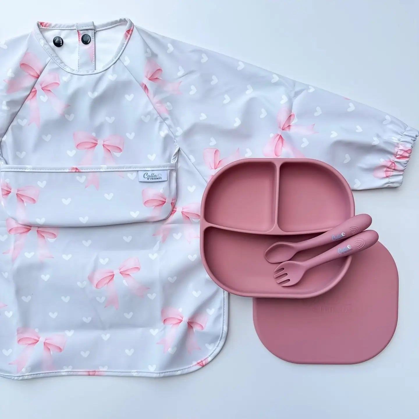 The Grayson Long Sleeve Bib - Pink Bows