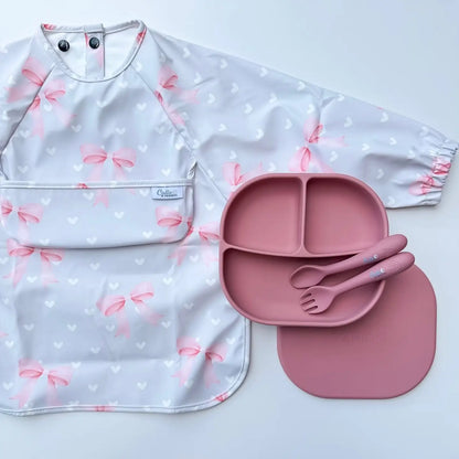 The Grayson Long Sleeve Bib - Pink Bows