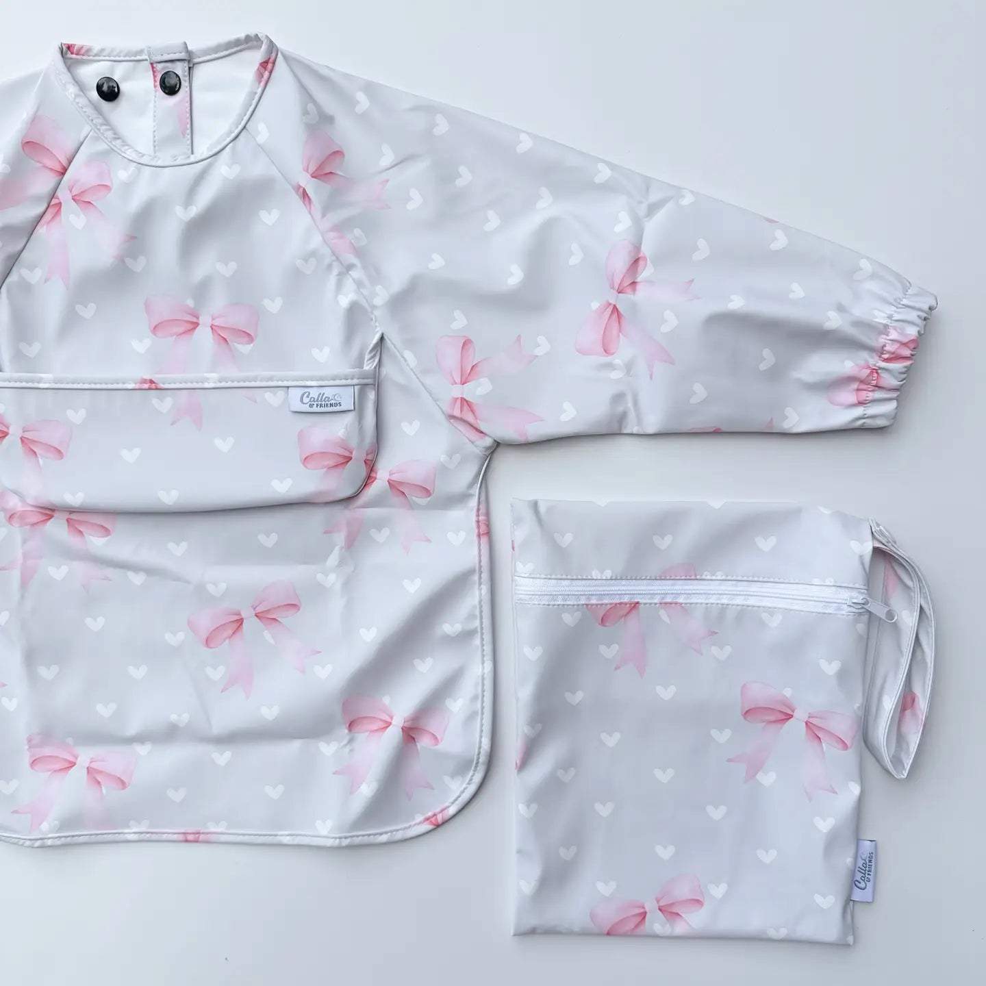 The Grayson Long Sleeve Bib - Pink Bows