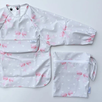 The Grayson Long Sleeve Bib - Pink Bows