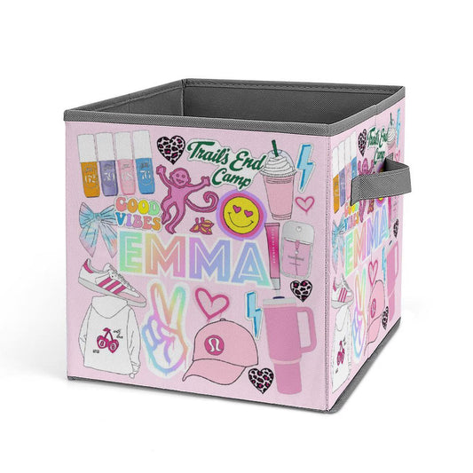 Sticker Style Square Bin - Preppy Girl